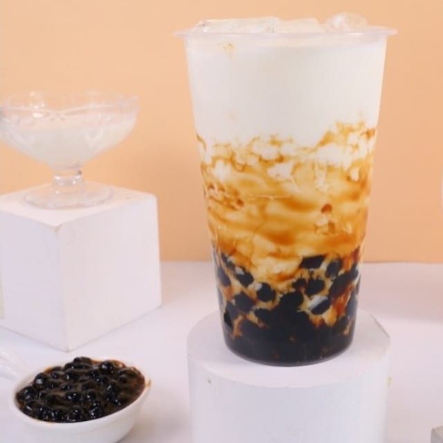 Cheesecake Brown Sugar Boba Milk Tea 黑糖珍珠奶盖.